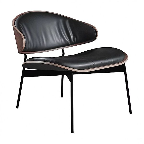 More - Luz Lounge Chair Leder - schwarz/Sitzschale Nussbaum matt lackiert/B günstig online kaufen