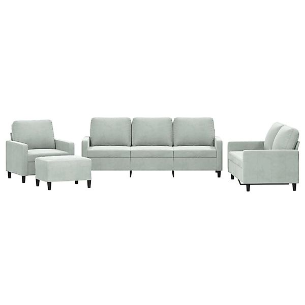 vidaXL 4-Tlg Sofagarnitur mit Kissen Hellgrau Samt 3201486 günstig online kaufen