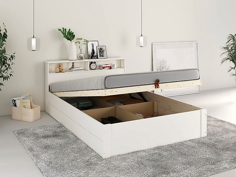 Home affaire Stauraumbett "MAREILLES", (140x200cm), Massivholz, Hebemechani günstig online kaufen