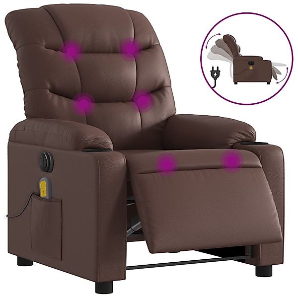 vidaXL Sessel Massagesessel Elektrisch Braun Kunstleder günstig online kaufen