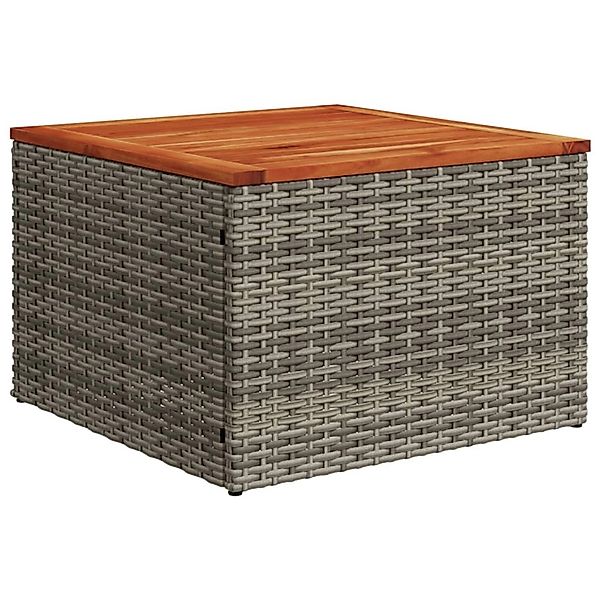 vidaXL Gartentisch Grau 55x55x37 cm Poly Rattan und Akazienholz 366126 günstig online kaufen