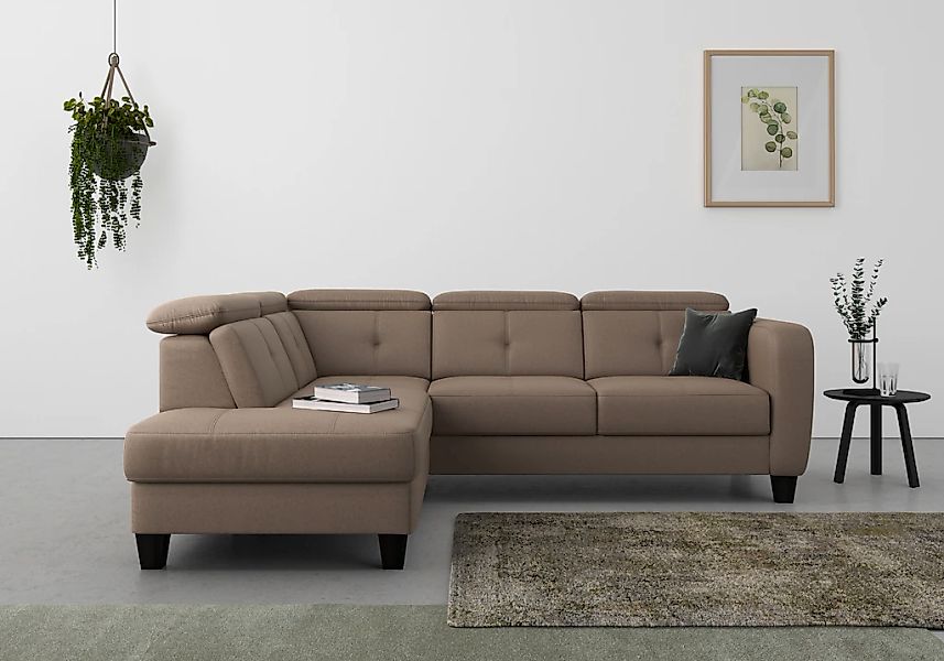 sit&more Ecksofa "Belluci L-Form", inklusive Federkern, wahlweise mit Bettf günstig online kaufen