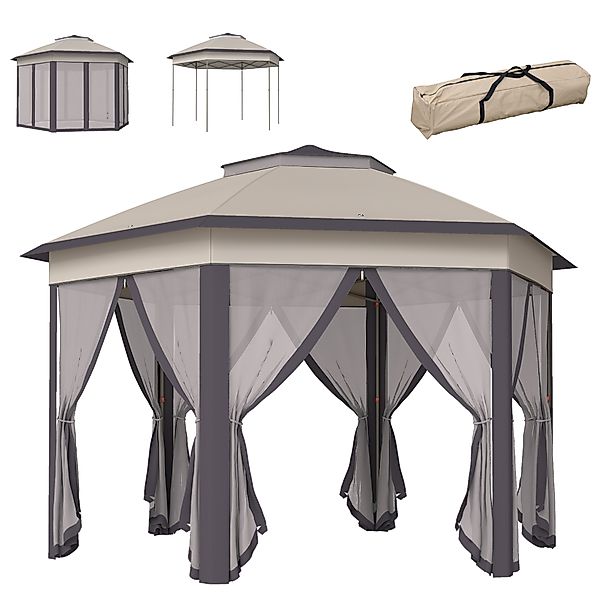 Outsunny Gartenpavillon Faltpavillon 4x4m Pop-Up-Zelt Partyzelt mit Trageta günstig online kaufen