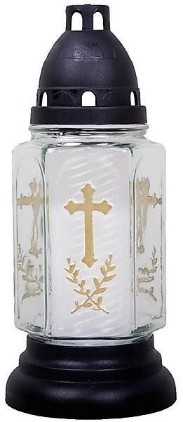 HS Candle Grabkerze (1-tlg), Grablaterne 24cm mit Kreuz- Motiv u. Kerze, Gr günstig online kaufen