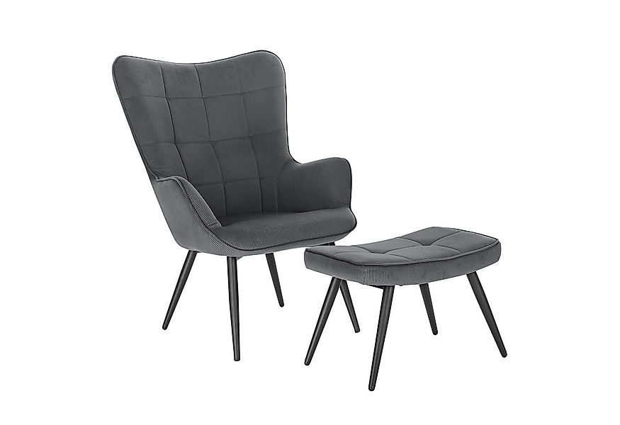 Woltu Polsterstuhl (1 St), mit Hocker Fernsehsessel Ohrensessel Cordsamt günstig online kaufen