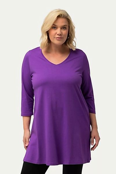 Ulla Popken Longshirt Longshirt A-Linie V-Ausschnitt 3/4-Arm günstig online kaufen