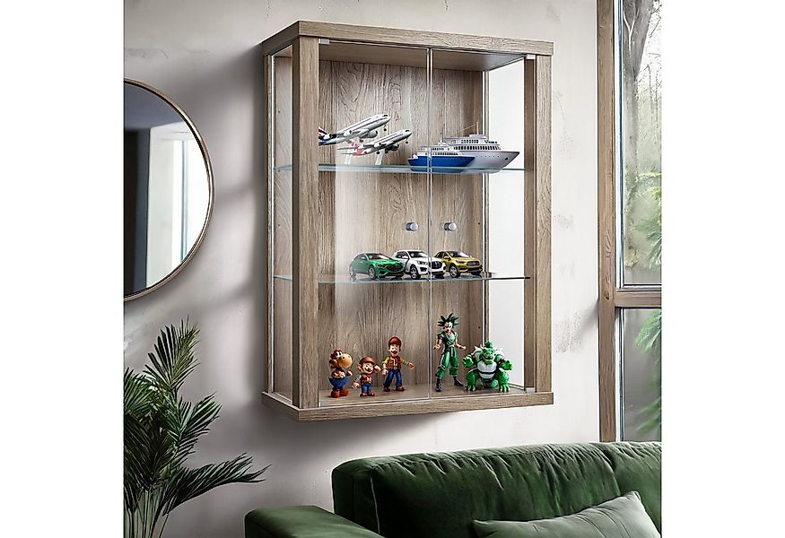 K-Möbel Hängevitrine C1012 (Glasvitrine (80x60x25 cm) mit 2 Glastüren) Glas günstig online kaufen