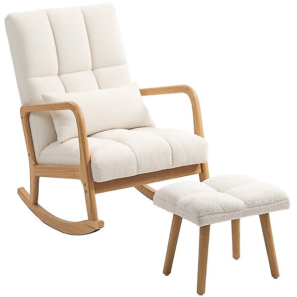HOMCOM Schaukelstuhl mit Hocker Polyester Kautschukholz 64,5L x 82B x 99H c günstig online kaufen