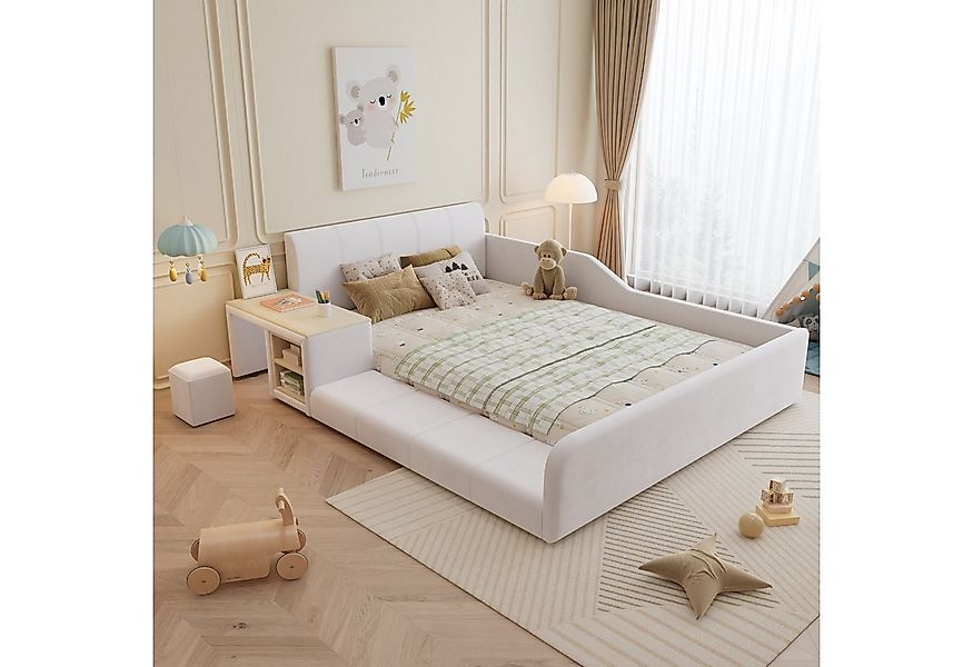 Flieks Polsterbett, Kinderbett 140x200cm mit Schreibtisch und Hocker mit Ra günstig online kaufen