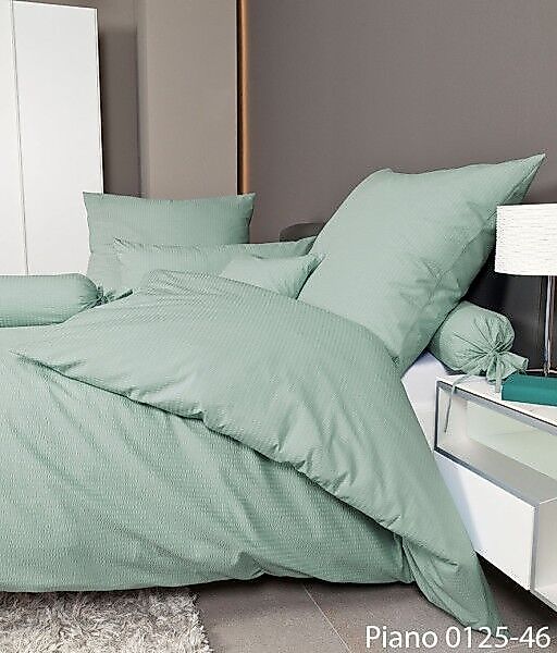 Janine Janine Mako-Soft-Seersucker Bettwäsche PIANO 0125 rauchgrün Größe: günstig online kaufen