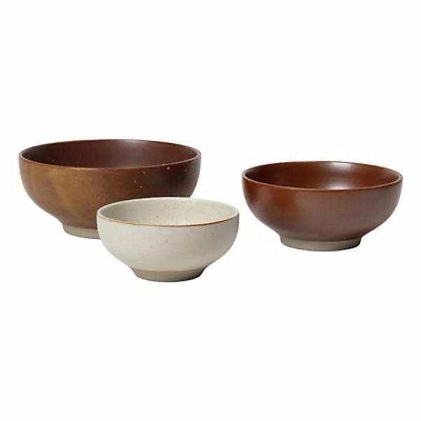 Schale Midi keramik braun / 3er-Set - Ø 19, Ø 16, Ø 13 cm - Ferm Living - B günstig online kaufen