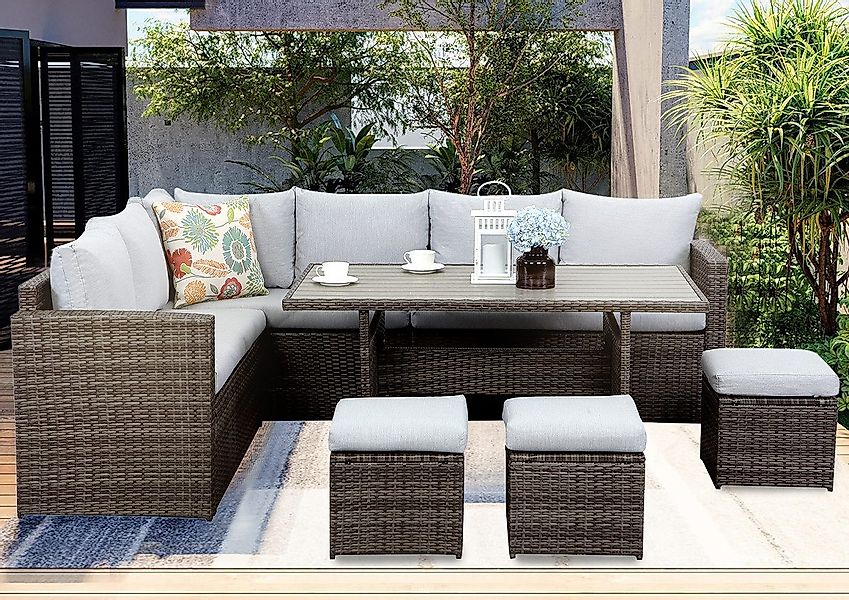MeXo Gartenlounge-Set XXL mit Esstisch, Ecklounge günstig online kaufen