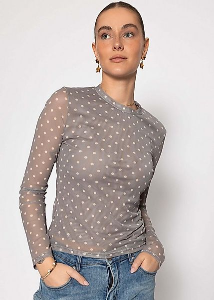 SASSYCLASSY Langarmshirt Mesh Langarmshirt mit Punkten für Damen Anliegende günstig online kaufen