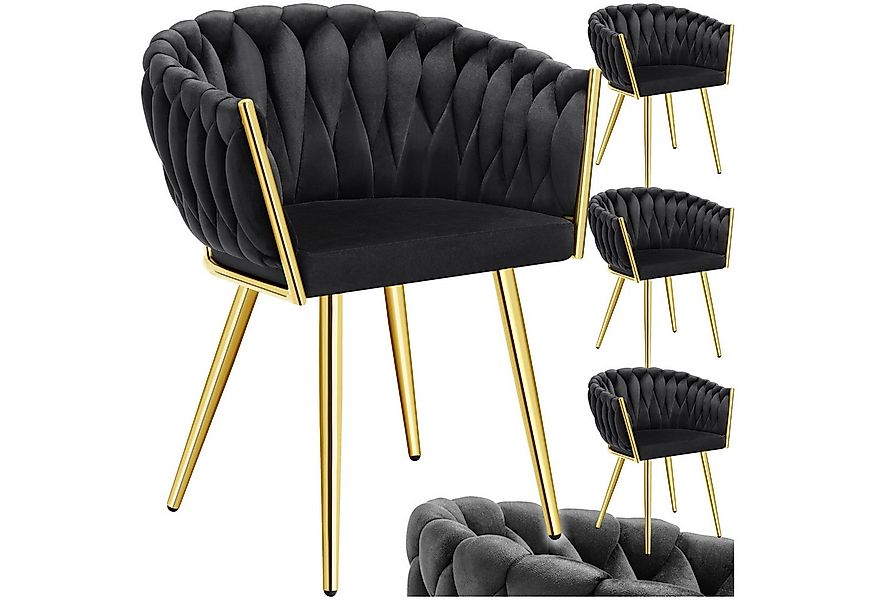 tectake Esszimmerstuhl Küchenstuhl Astano, Belastbarkeit 120 kg, schwarz/go günstig online kaufen