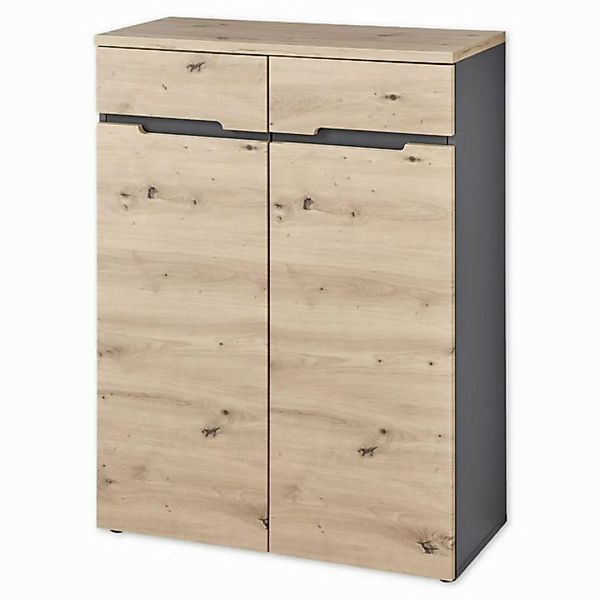 Innostyle Mehrzweckschrank Kommode MEMPHIS 2-türig Artisan Eiche Graphit Na günstig online kaufen