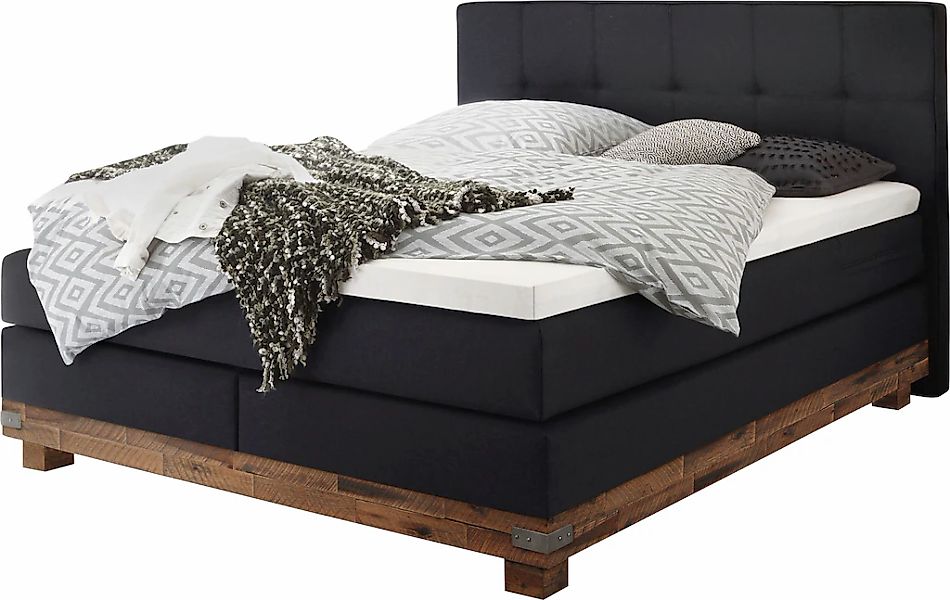 HASENA Boxspringbett "Boston" Massivholz-Sockel, Punktsteppung im Kopfteil, günstig online kaufen