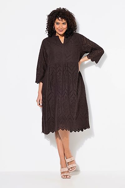 Ulla Popken Maxikleid Midikleid Lochspitze Tunika-Ausschnitt günstig online kaufen