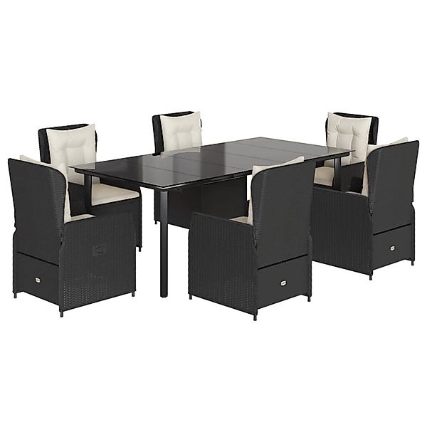 vidaXL 7-Tlg Garten-Essgruppe mit Kissen Schwarz Poly Rattan 3262838 günstig online kaufen