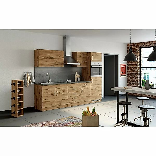 Held Möbel Küchenzeile Sorrento 270 cm Wotaneiche ohne E-Geräte günstig online kaufen