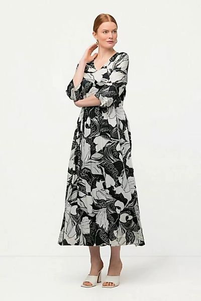Ulla Popken Jerseykleid Kleid A-Linie V-Ausschnitt 3/4-Arm günstig online kaufen