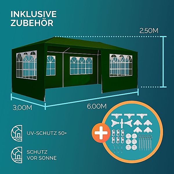 Casaria Partyzelt Rimini, grün 3x6m UV-Schutz günstig online kaufen