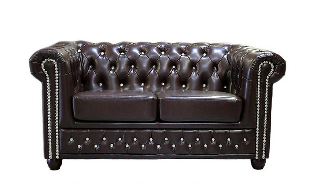 Xlmoebel Sofa Neues braunes Chesterfield-Zweisitzer-Sofa aus hochwertigem S günstig online kaufen