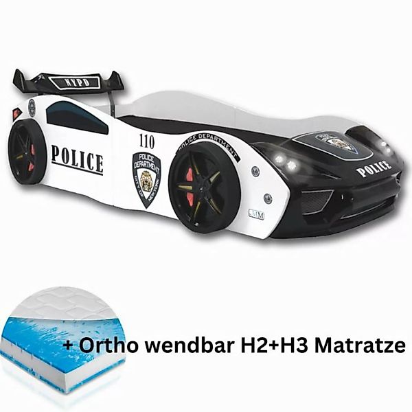 Aileenstore Autobett Police (inkl. Lattenrost LED Licht Matratze und Hecksp günstig online kaufen