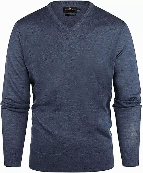 Steppin' Out Pullover V-Ausschnitt Merinowolle Indigo Blau - Größe XXL günstig online kaufen