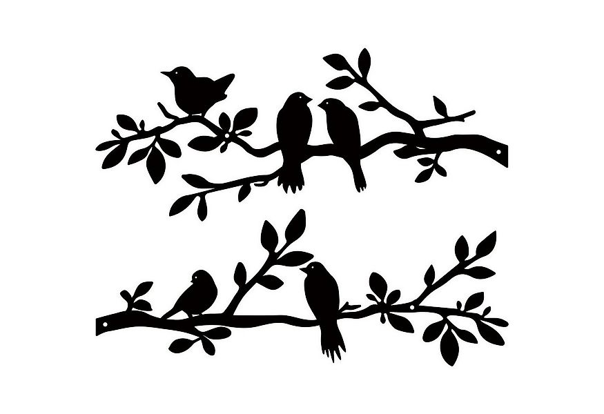 LuxusKollektion Metallbild Wanddekoration Vögel Metall 2er Ast Silhouette S günstig online kaufen