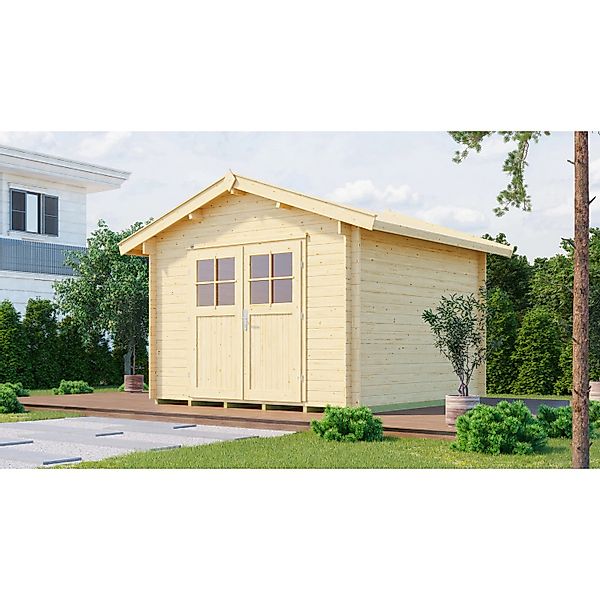 Weka Holz-Gartenhaus Sienna Satteldach Unbehandelt 300 cm x 330 cm günstig online kaufen