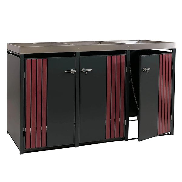 Proregal 3er-Mülltonnenverkleidung Mit Pflanzkasten HxBxT 125x196x84 cm Ant günstig online kaufen