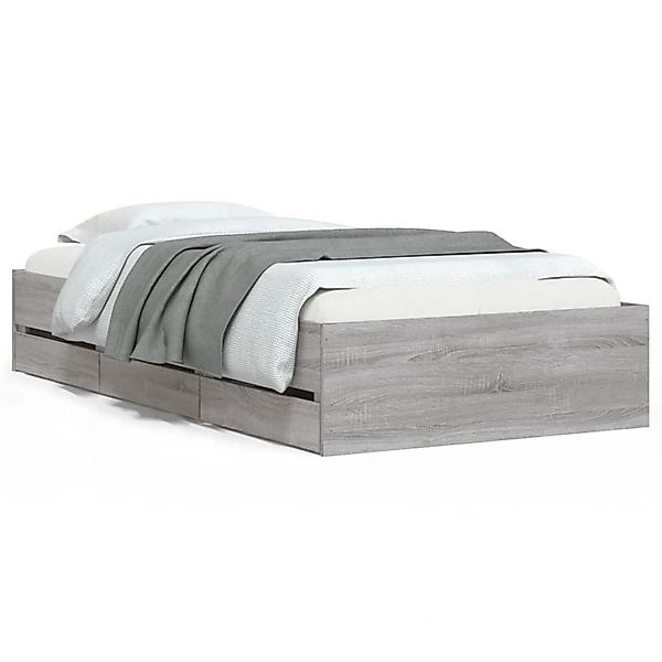vidaXL Bettgestell mit Schubladen Grau Sonoma 100x200 cm Holzwerkstoff Mode günstig online kaufen