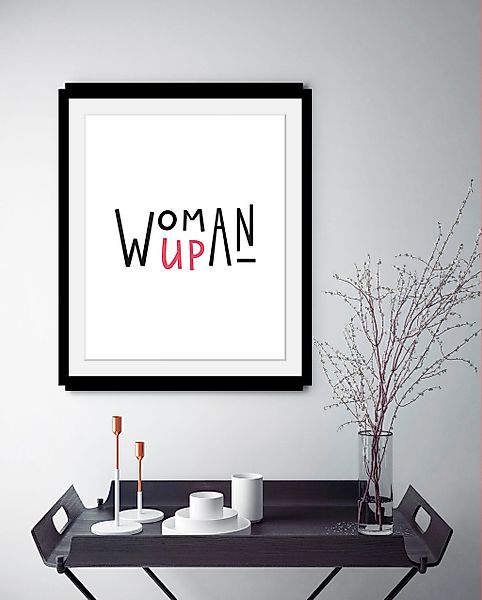 queence Bild »Woman«, Schwarz-Weiß-Schriftzug-Motivationsbilder-Fashion-Fra günstig online kaufen