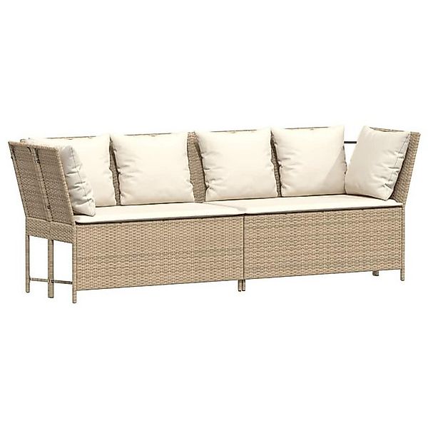 vidaXL Loungesofa Gartensofa mit Kissen Beige Poly Rattan, 1 Teile günstig online kaufen