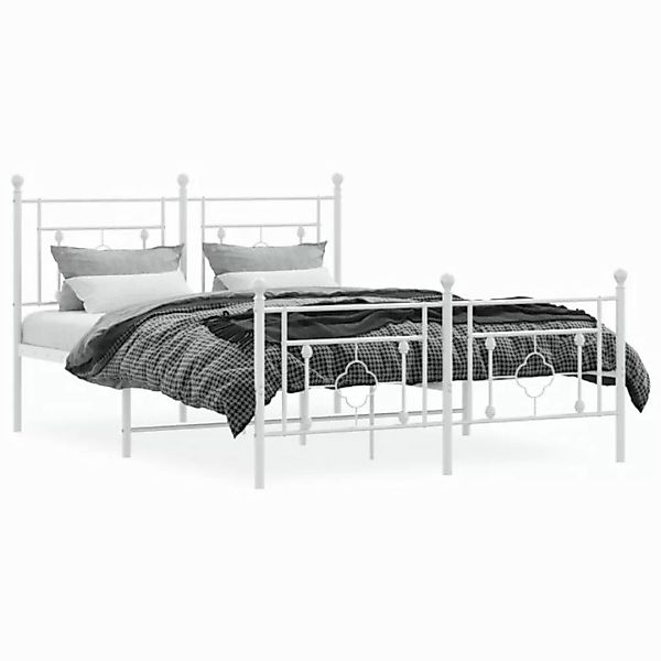 furnicato Bettgestell mit Kopf- und Fußteil Metall Weiß 135x190 cm (1-tlg) günstig online kaufen