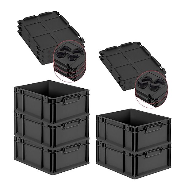 PROREGAL SparSet 5x Eurobox Nextgen Grip Mit Auflagedeckel Und Schwarzen Ve günstig online kaufen
