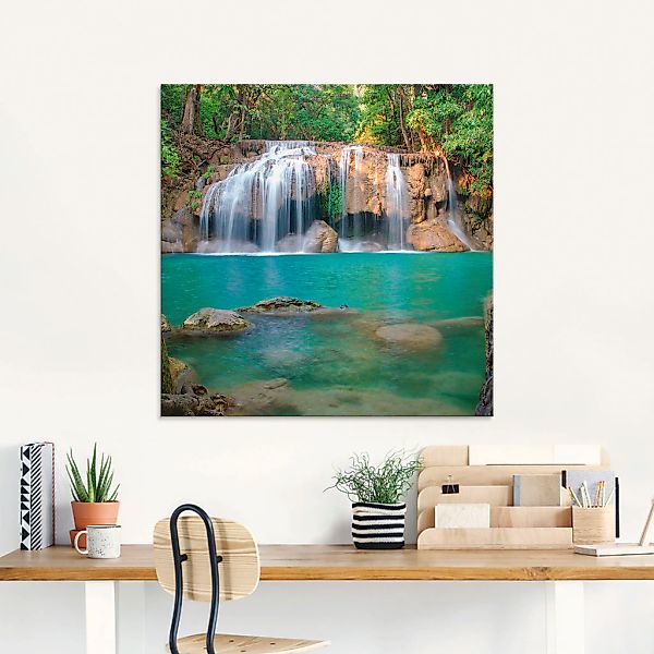 Artland Glasbild "Wasserfall im Wald National Park" Gewässer 1 Stk. tlg. in günstig online kaufen