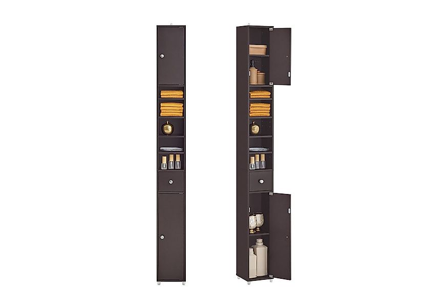 SoBuy Hochschrank BZR34, Badschrank schmal, Badezimmermöbel, Wasserabweisen günstig online kaufen