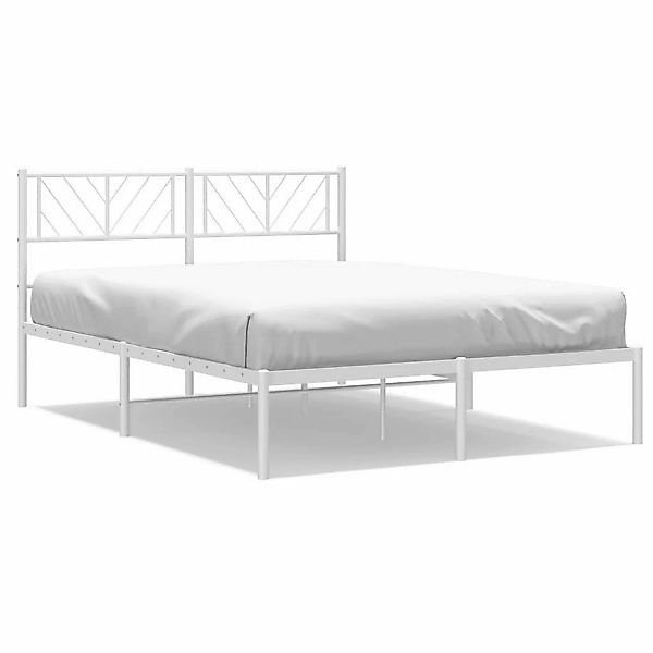 vidaXL Bettgestell Bettrahmen mit Kopfteil Metall Weiß 140x200 cm Bett Bett günstig online kaufen