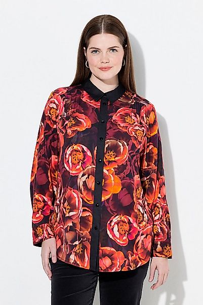 Ulla Popken Hemdbluse Hemdbluse Rosen Hemdkragen Langarm günstig online kaufen