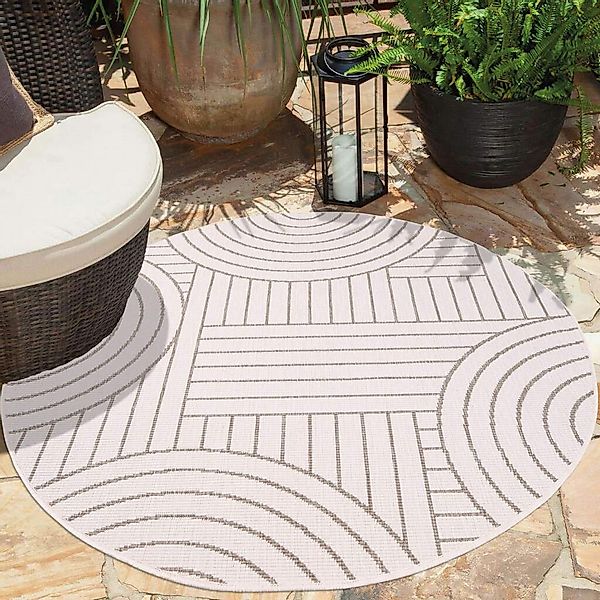 Carpet City Outdoorteppich »DUO RUG 5842«, rund, 5 mm Höhe, Wendeteppich We günstig online kaufen