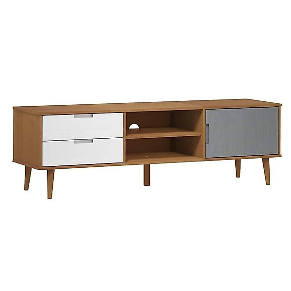 vidaXL TV-Schrank TV-Board MOLDE Braun 158x40x49 cm Massivholz Kiefer günstig online kaufen