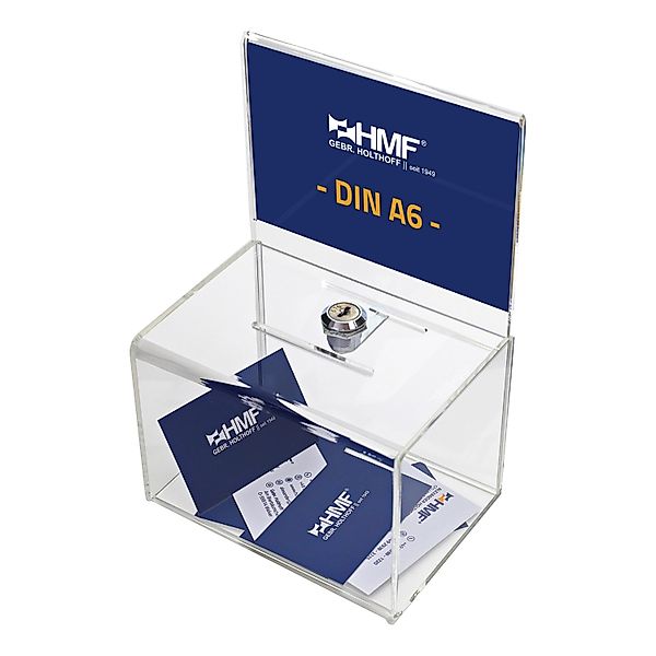 HMF 46912 Acryl Spendenbox Abschließbar 155 x 11 x 11 cm DIN A6 Blatteinsch günstig online kaufen