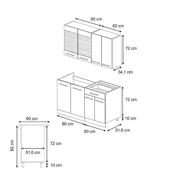 Vicco Küchenzeile Fame-Line, Goldkraft Eiche/Goldkraft Eiche, günstig online kaufen