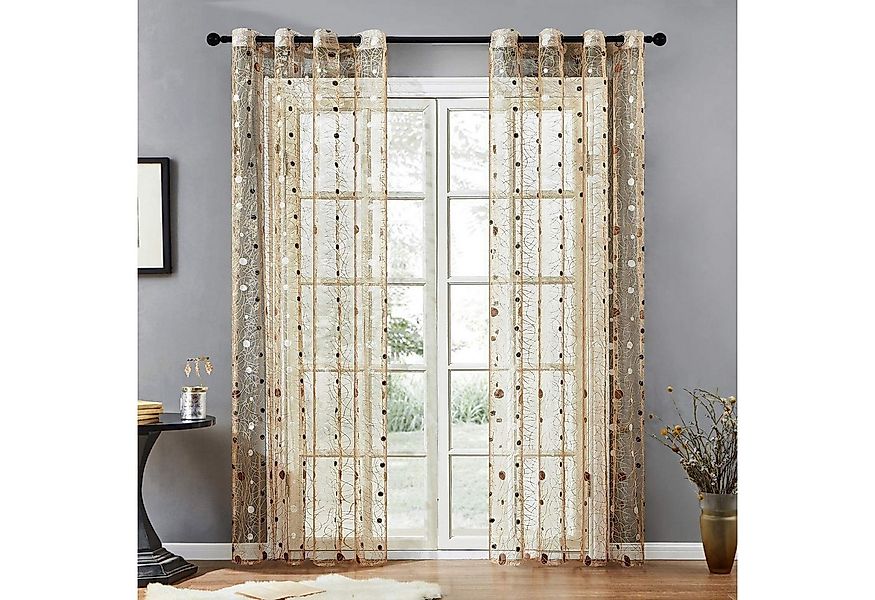 BYSURE Gardine (2 St), Ösen, halbtransparent, mit gestickten Punkten günstig online kaufen