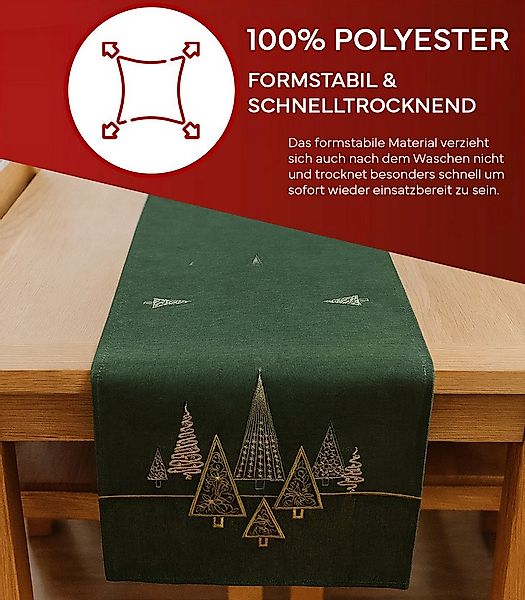 texpot Tischdecke Tischläufer Stickerei Tannenbäume Winter Weihnachten Deko günstig online kaufen