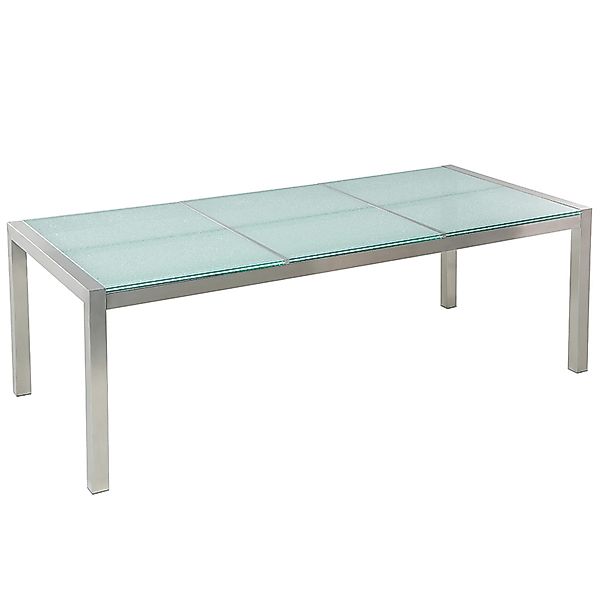 Beliani Gartentisch GROSSETO Transparent Silber 220x100x74 günstig online kaufen