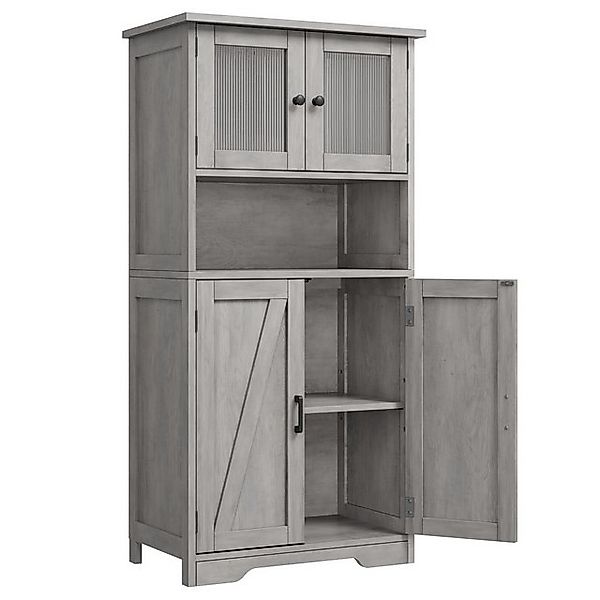 GarveeMore Hochschrank 128cm Badezimmerschrank mit 4 Türen - mit verstellba günstig online kaufen