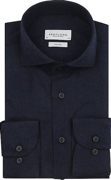 Profuomo Hemd Peached Twill Flanell Navy - Größe 37 günstig online kaufen