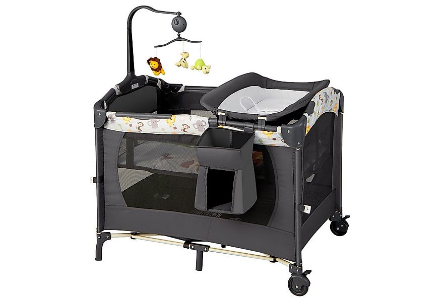 COSTWAY Baby-Reisebett 4 in 1 Wickeltisch, höhenverstellbar mit Matratze, S günstig online kaufen